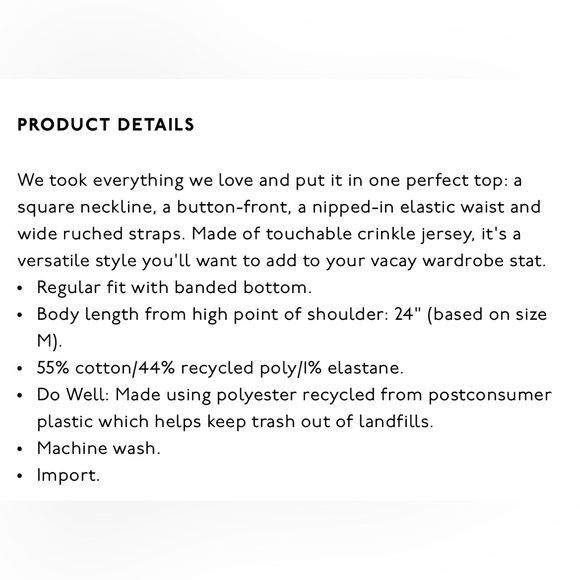 NWT Madewell Crinkle-Knit Button-Front Top Size Medium Summer - Picture 10 of 10